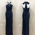 High Quality Ladies Halter Neck Tie Rhinestone Decor Evening Party Dresses